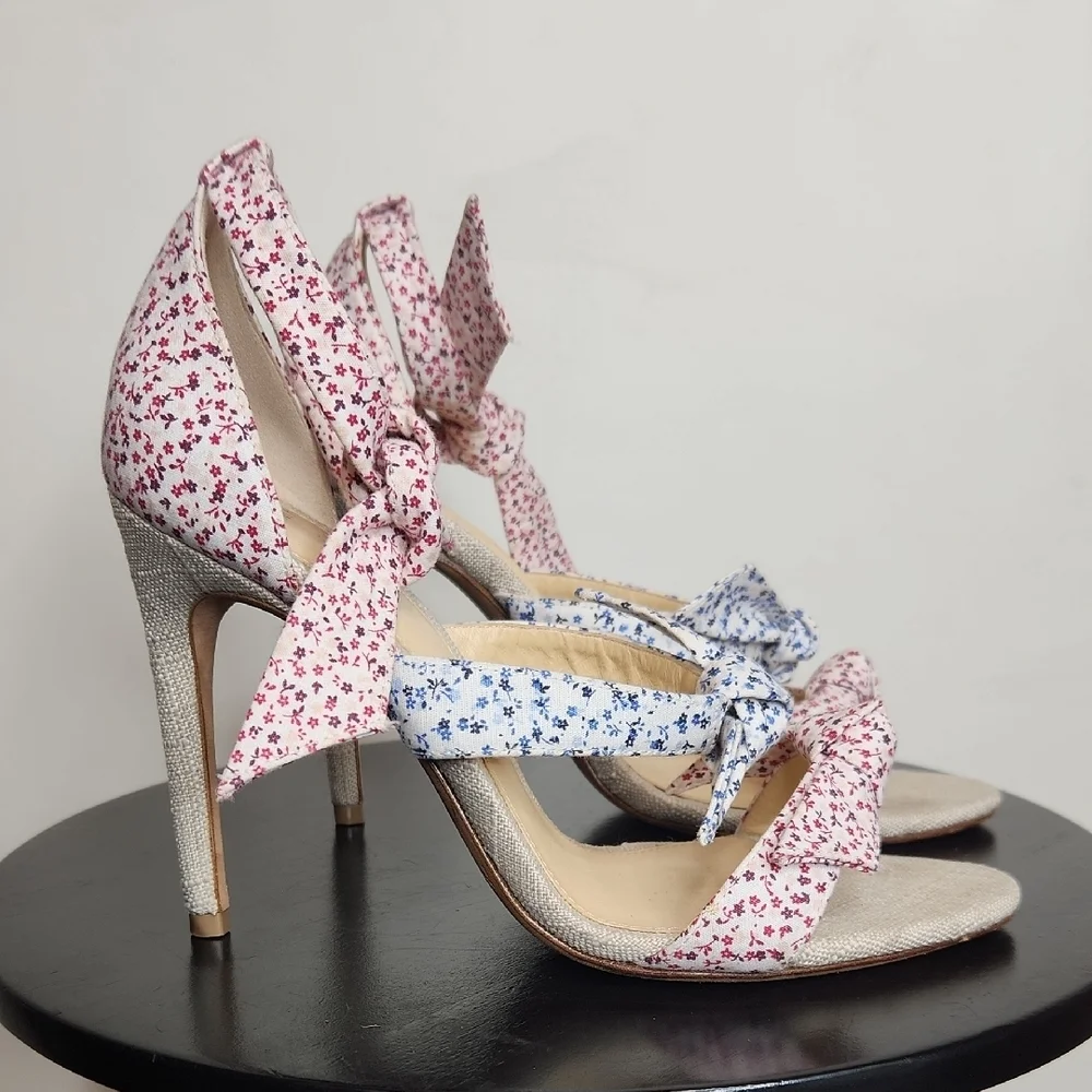 Alexandre Birman Lolita Bow Floral Heels Sandals Size 6 Designer Ankle Tie bow - Picture 6 of 11